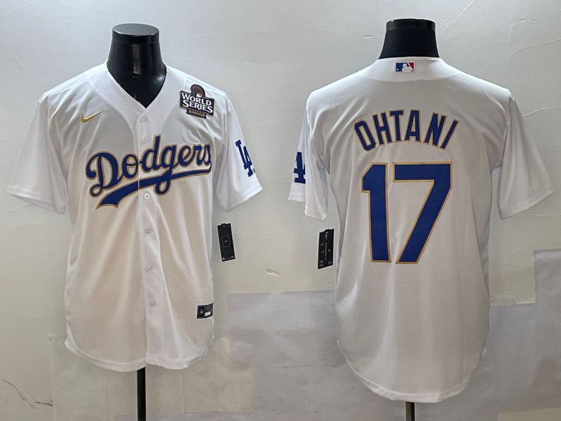 Men Los Angeles Dodgers #17 Ohtani White Blue Game 2025 Nike MLB Jersey style 4029